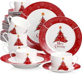 img 4 attached to 🎄 VEWEET Christmas Dinnerware: Festive Porcelain Collection for Christmas Celebrations