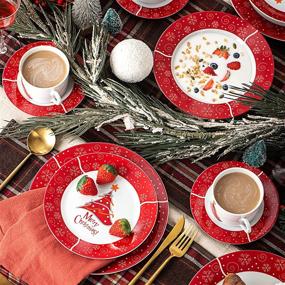 img 2 attached to 🎄 VEWEET Christmas Dinnerware: Festive Porcelain Collection for Christmas Celebrations