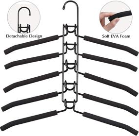 img 1 attached to 👚 Space Saving Clothes Hangers for Closet Detachable 5-Tier Stainless Steel Non-Slip Velvet Skirt Hangers Metal Organizer for Pants Shirts Jeans - CESHUMD 5-Layer Black