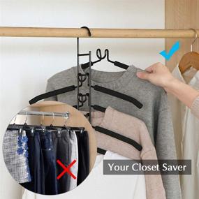 img 3 attached to 👚 Space Saving Clothes Hangers for Closet Detachable 5-Tier Stainless Steel Non-Slip Velvet Skirt Hangers Metal Organizer for Pants Shirts Jeans - CESHUMD 5-Layer Black