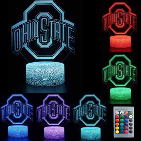 img 4 attached to 🏈 TEBOCR- NCAA Ohio State University Team Logo Night Light - 7 Color Changing 3D Illusion Lamp for Desk, Table, and Decor