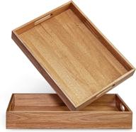 acacia wood serving tray handles logo