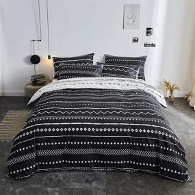 img 2 attached to Boho Twin Duvet Cover Set: Black White Bedding with Reversible Cartoon Arrow Print - Includes 2 Pillowcases and 1 Duvet Cover for Twin Bed