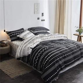 img 3 attached to Boho Twin Duvet Cover Set: Black White Bedding with Reversible Cartoon Arrow Print - Includes 2 Pillowcases and 1 Duvet Cover for Twin Bed