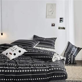 img 1 attached to Boho Twin Duvet Cover Set: Black White Bedding with Reversible Cartoon Arrow Print - Includes 2 Pillowcases and 1 Duvet Cover for Twin Bed