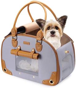 img 4 attached to Premium Nylon Pet Carrier Purse for Dog and Cat, Waterproof Foldable Travel Bag - Ideal for Home and Outdoor Use, Grey Color