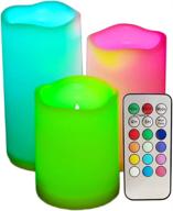 🕯️ enhance your ambiance with sweetime set of 3 color changing led pillar candles: remote, timer, and waterproof логотип