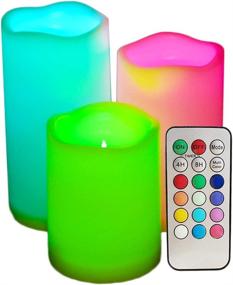 img 4 attached to 🕯️ Enhance Your Ambiance with SWEETIME Set of 3 Color Changing LED Pillar Candles: Remote, Timer, and Waterproof