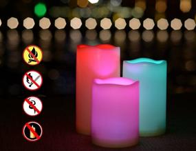 img 1 attached to 🕯️ Enhance Your Ambiance with SWEETIME Set of 3 Color Changing LED Pillar Candles: Remote, Timer, and Waterproof