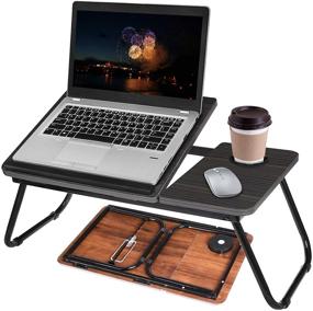 img 4 attached to Adjustable Lap Desk for Bed with Cup Holder & Legs – Perfect for Eating, Working and Relaxing