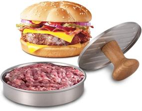 img 1 attached to 🍔 Premium Non-Stick Stainless Burger Press with Solid Wood Handle - Ideal for Juicy Burgers and Meat Pies