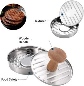 img 2 attached to 🍔 Premium Non-Stick Stainless Burger Press with Solid Wood Handle - Ideal for Juicy Burgers and Meat Pies