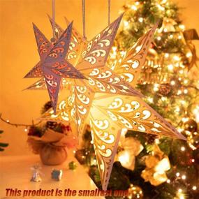 img 1 attached to Paper Star Lantern Lampshade Hanging Christmas Xmas Day Decoration For LED Light Wedding Birthday Party Home Decor 8 Pcs 28Cm Hollow Out Design (Lights Not Included) (White With Gold)