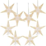 paper star lantern lampshade hanging christmas xmas day decoration for led light wedding birthday party home decor 8 pcs 28cm hollow out design (lights not included) (white with gold) логотип