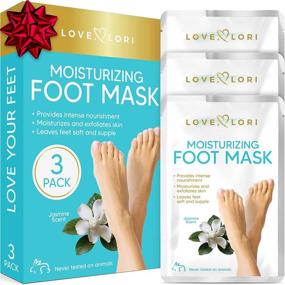 img 4 attached to ❤️ Love Lori's 3 Pack Moisturizing Foot Mask for Dry Cracked Feet - Non-Peel Feet Mask Moisturizing Socks for Hydrated & Nourished Feet - Perfect Self Care Gifts for Women & Men