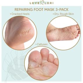 img 1 attached to ❤️ Love Lori's 3 Pack Moisturizing Foot Mask for Dry Cracked Feet - Non-Peel Feet Mask Moisturizing Socks for Hydrated & Nourished Feet - Perfect Self Care Gifts for Women & Men