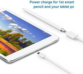 img 2 attached to 🔌 Smart Pencil 2-in-1 Charger Cable Adapter - iOS Power Charging Connector Cord | 1PCS, White ABS, 3.3Ft / 1M Length