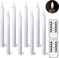 🕯️ white flameless taper candles with remote timer - realistic 3d wick, battery operated window taper candlestick set of 8 for christmas, festival, wedding, and home decoration логотип