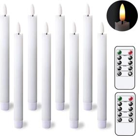 img 4 attached to 🕯️ White Flameless Taper Candles with Remote Timer - Realistic 3D Wick, Battery Operated Window Taper Candlestick Set of 8 for Christmas, Festival, Wedding, and Home Decoration