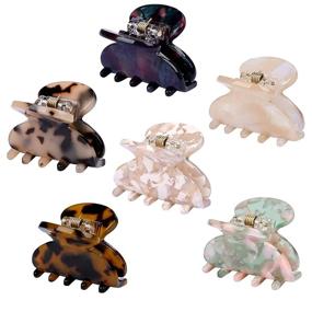 img 4 attached to 🎀 Assorted Color Hair Claw Clips - 6-Pack 1.6 Inch Acrylic Hair Jaw Clips with No-Slip Grip, Tortoise Barrettes, French Design - Ideal for Thin to Medium Hair Women