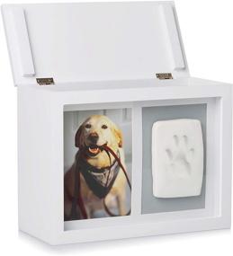 img 3 attached to 🐾 Pearhead Pet Photo Memory Box: Capture Your Beloved Dog or Cat's Paw Print Forever in White Impression Kit