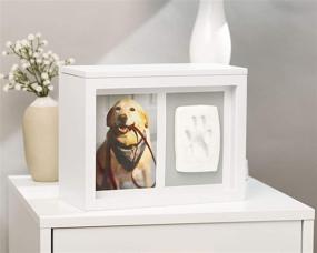 img 1 attached to 🐾 Pearhead Pet Photo Memory Box: Capture Your Beloved Dog or Cat's Paw Print Forever in White Impression Kit