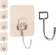 🧲 heavy duty stainless steel wall hooks for hanging 33lb - christmas wreaths, coats, towels - waterproof adhesive utility hooks - suitable for bathroom, kitchen, home storage - pack of 5 sticky hooks logo