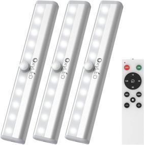 img 4 attached to 🔦 OxyLED Dimmable Cabinet Lights: Remote Control, Battery Operated Closet Light with Magnetic Strip - 10-LED Wireless Under Cabinet Lighting, LED Night Light Bar for Closet, Cabinet, Wardrobe - 3 Pack