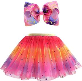 img 4 attached to Whimsical and Vibrant: Girls Layered Tulle Rainbow Tutu Skirts with 🌈 Colorful Hairbow or Butterfly Headband - Perfect for Dressing Up and Dancing Parties!