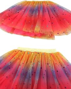 img 1 attached to Whimsical and Vibrant: Girls Layered Tulle Rainbow Tutu Skirts with 🌈 Colorful Hairbow or Butterfly Headband - Perfect for Dressing Up and Dancing Parties!