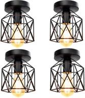 revamp your space with a set of 4 retro vintage flush mount ceiling 🔦 light fixtures in industrial black - ul listed, perfect for entryway hallway bedroom kitchen stairway porch логотип