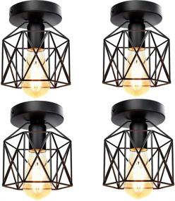 img 3 attached to Revamp Your Space with a Set of 4 Retro Vintage Flush Mount Ceiling 🔦 Light Fixtures in Industrial Black - UL Listed, Perfect for Entryway Hallway Bedroom Kitchen Stairway Porch