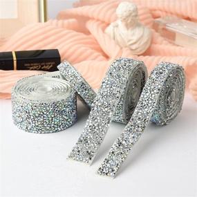 img 2 attached to 🎉 Sparkling 4 Rolls of Self-Adhesive Crystal Rhinestone Ribbon for Crafts - Silver-AB Wedding Cakes, Birthday Crafts Decorations