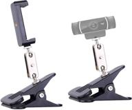 2 pack portable webcam stand & phone holder with 2 cell phone clamp - 360° swivel mount compatible with logitech c920 c920s c922 c925e c930e brio 4k, iphone - for live streaming & video conferencing logo
