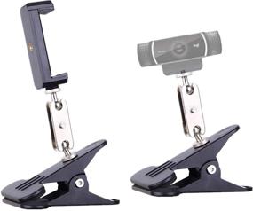 img 4 attached to 2 Pack Portable Webcam Stand & Phone Holder with 2 Cell Phone Clamp - 360° Swivel Mount Compatible with Logitech C920 C920S C922 C925e C930e Brio 4K, iPhone - for Live Streaming & Video Conferencing