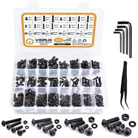 img 4 attached to Complete 520PCS Hex Button Head Socket Cap Screws Bolts Nuts Washers Kit with Allen Wrench: Premium Alloy Steel Assortment Set