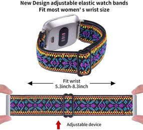 img 2 attached to 📦 Joyozy Adjustable Elastic Bands - The Perfect Fitbit Versa 2/Fitbit Versa/Fitbit Versa Lite Wristband Strap Replacement for Women and Men