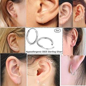 img 2 attached to 925 Sterling Silver Unisex Small Hoop Earrings Set - QIMOSHI Endless Hoop Cartilage Earrings for Women, Men, Girls - Nose, Lip Rings