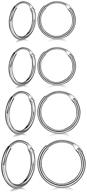 925 sterling silver unisex small hoop earrings set - qimoshi endless hoop cartilage earrings for women, men, girls - nose, lip rings logo