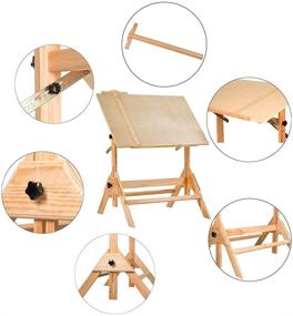 img 2 attached to MEEDEN Solid Wood Drafting Table with Adjustable Height and Tiltable Tabletop - Ideal for Artists, Designers, Writers, and Craftsmen