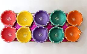 img 1 attached to 🪔 Tied Ribbons Diwali Diya Set - Handmade Earthen Diyas for Outdoor Lighting Decoration and Diwali Gifts
