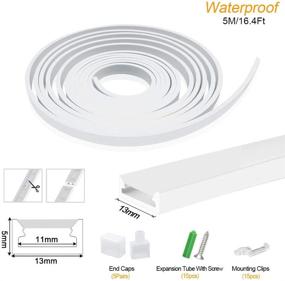 img 3 attached to 🔦 Latest 16.4FT/5M Silicone LED Channel U Shape Kit, 5x13mm DIY LED Neon Rope Light Fully Enclosed IP67 Waterproof Tube for 10mm LED Strip Lights Installation, Ideal for Indoor Outdoor Ambient Decor