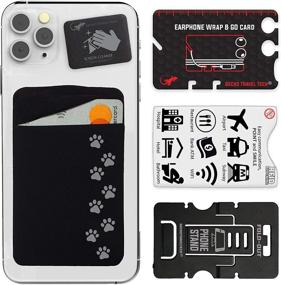 img 4 attached to 🦎 Gecko Travel Tech Dog Paws Covered Pocket Secure Card Holder: Stick-On Stretchy Fabric Cell Phone Wallet for Credit Cards