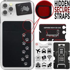 img 2 attached to 🦎 Gecko Travel Tech Dog Paws Covered Pocket Secure Card Holder: Stick-On Stretchy Fabric Cell Phone Wallet for Credit Cards