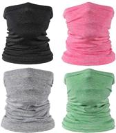 🧣 colorful kids neck gaiter warmers: summer face bandanas for children - stylish face scarf headwear balaclava for boys and girls (4 pack) logo