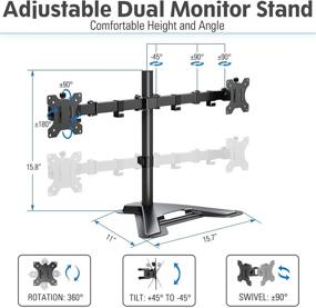 img 2 attached to MOUNTUP MU1002: Двойной стенд для монитора - напольный и по высоте настраиваемый крепеж для двух экранов до 27 дюймов