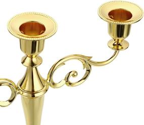 img 1 attached to 🕯️ European Silver Metal Candelabra Candlestick with 3 Arms - Elegant Candle Holder and Stand for Wedding, Dining Table, Christmas Party, and Home Decoration (Golden Tone)