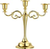 🕯️ european silver metal candelabra candlestick with 3 arms - elegant candle holder and stand for wedding, dining table, christmas party, and home decoration (golden tone) логотип