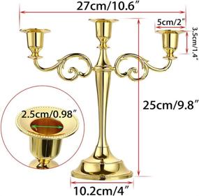 img 3 attached to 🕯️ European Silver Metal Candelabra Candlestick with 3 Arms - Elegant Candle Holder and Stand for Wedding, Dining Table, Christmas Party, and Home Decoration (Golden Tone)