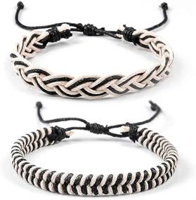 img 4 attached to 🌞 Boho Chic: SUNSH 2PCS Handmade Hemp Cord Bracelet Set for Women, Men, and Teens – Adjustable, Woven Braided Friendship Strings in Vintage Tribal Style – Perfect Gift for Mother, Daughter, or Friends